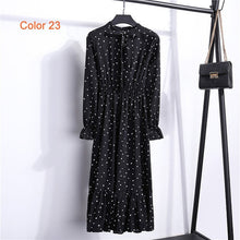 Load image into Gallery viewer, Chiffon High Elastic Waist Party Dress Bow A-line Women Full Sleeve Flower Print Floral Bohemian Dress Female Vestido Plus Size